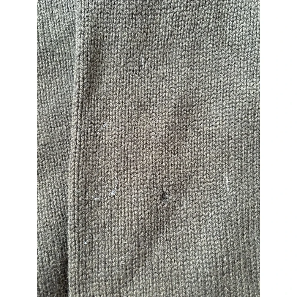 Polo Ralph Lauren Sweater Mens Large Green Lambswool Mock Neck Quarter Zip FLAW